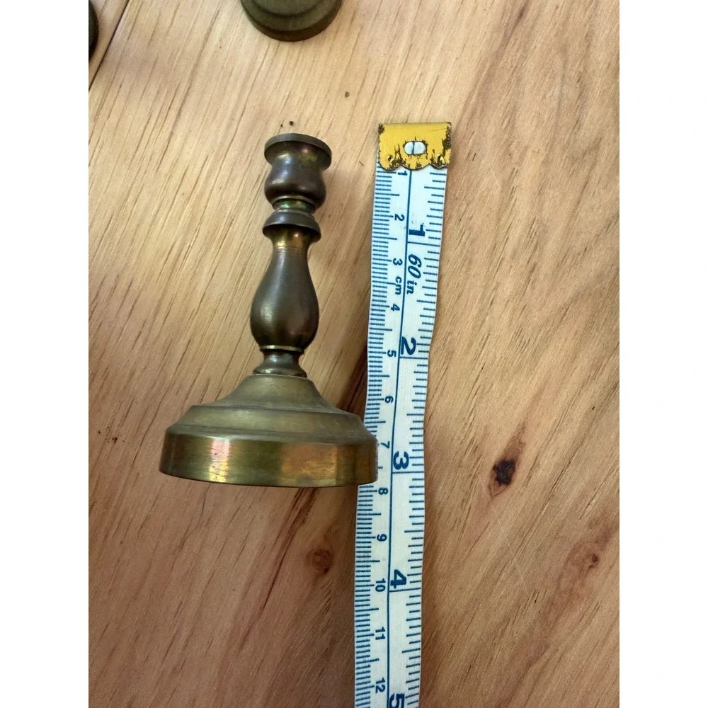 4 Pairs Vintage Brass Miniature Candlestick Holders – Mixed Heights, 8 Total